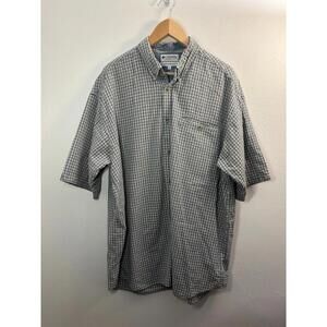 Columbia Grey & White Plaid Polo Short Sleeve Shirt Size XXL